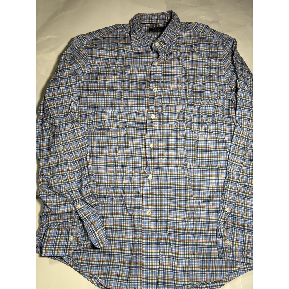 Polo Ralph Lauren Men's XL Plaid Button Down Shirt Blue Green Red‎ Long Sleeve